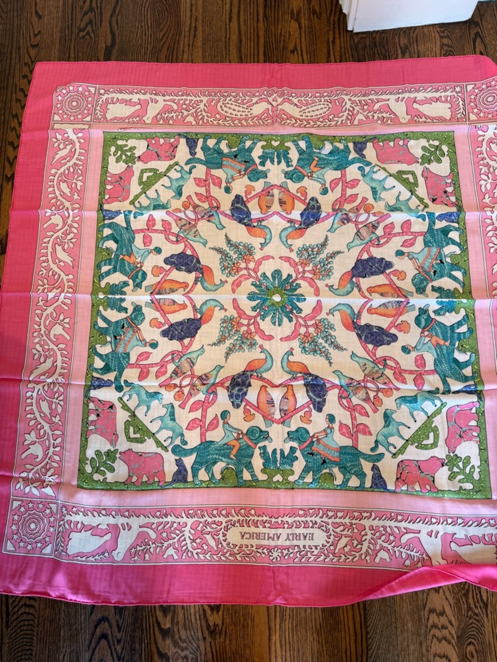 Hermes Cashmere Early America 150 CM Print Pink large Square Scarf
